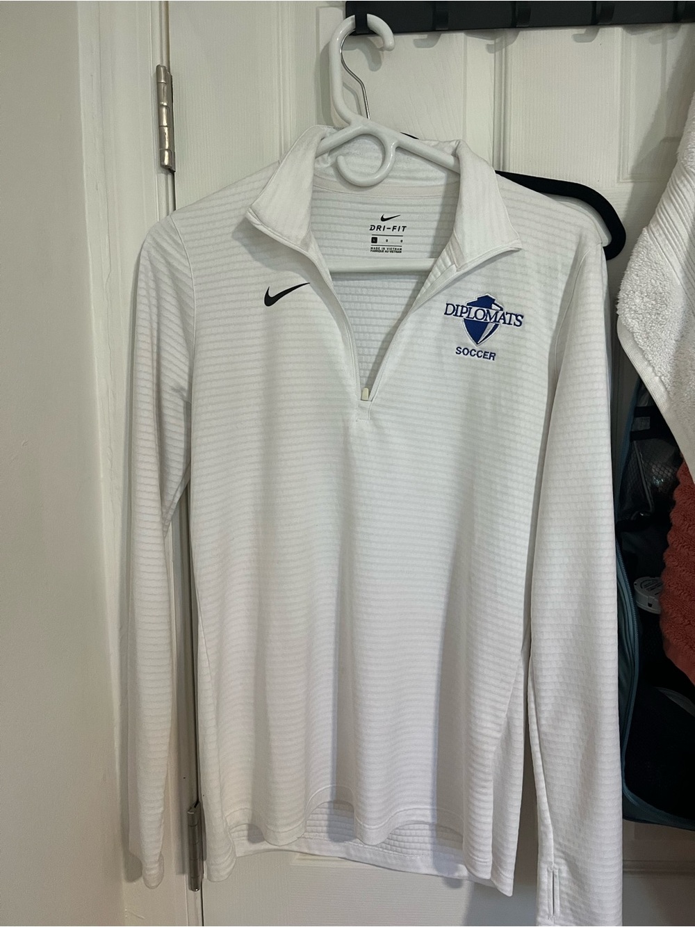 Nike White Long-Sleeve Dri-FIT Quarter-Zip Soccer Top